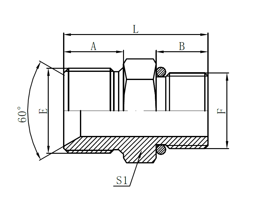 1BG- BSP Male Double for 60° Seat Bonded Seal × BSPT Male O-ring
