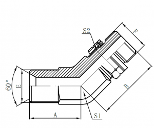 1BG4-OG – BSP Male 60° Seat × BSPT Male O-ring(45° Elbow)