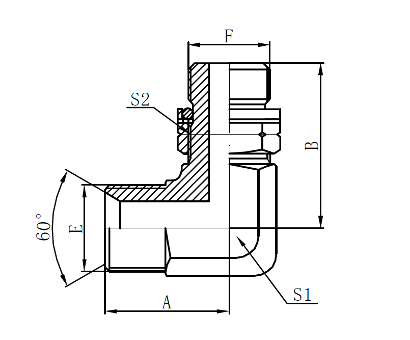 1BG9-OG – BSP Male 60° Seat × BSPT Male O-ring(90° Elbow)