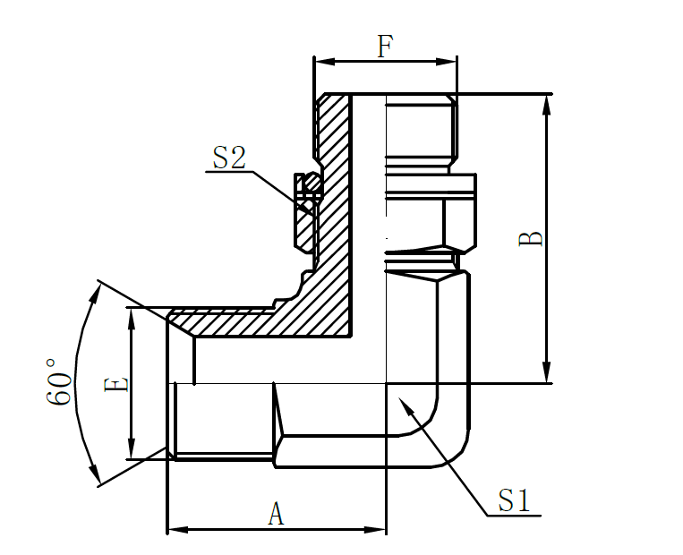 1BH9-OG – BSP Male 60° Seat × Metric Male O-ring (90° Elbow)