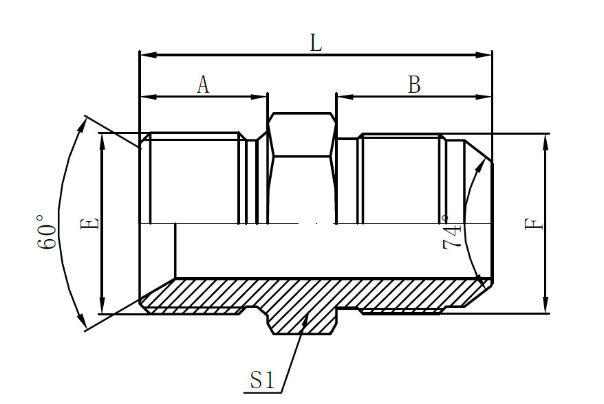 1BJ- BSP Male Double for 60° Seat Bonded Seal × JIC Male 74° Cone