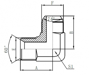 1BJ9- BSP Male 60° Seat × JIC Male 74° Cone (90° Elbow)