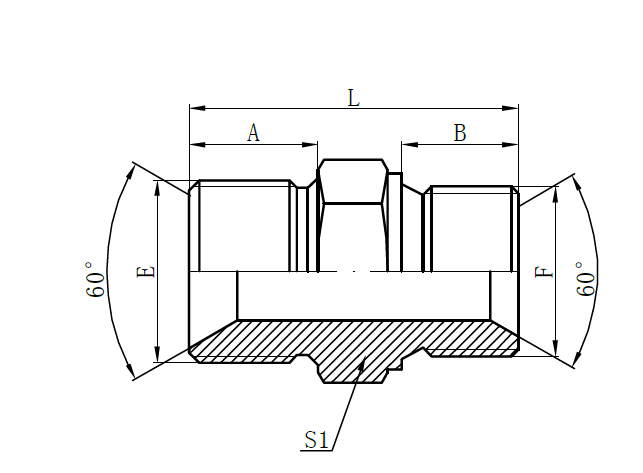 1BM- BSP Male Double for 60° Seat Bonded Seal × Metric Male Doule  60° Seat Bonded Seal