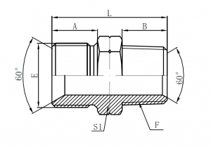 1BN- BSP Male Double for 60° Seat Bonded Seal × NPT Male