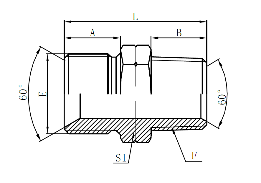 1BN- BSP Male Double for 60° Seat Bonded Seal × NPT Male