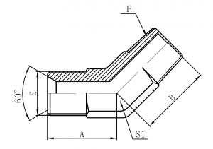 1BN4- BSP Male 60° Seat × NPT Male (45° Elbow)