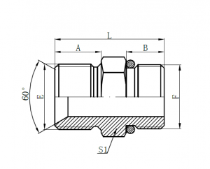 1BO- BSP Male Double for 60° Seat Bonded Seal ×SAE O-ring Boss L-Series
