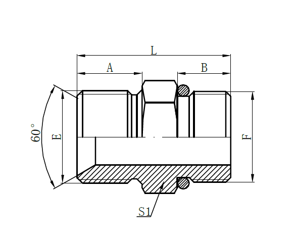 1BO- BSP Male Double for 60° Seat Bonded Seal ×SAE O-ring Boss L-Series
