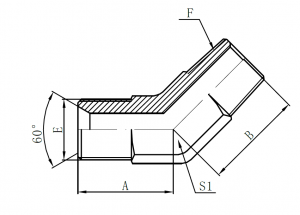 1BT4-  BSP Male 60° Seat × BSPT Male (45°Elbow)