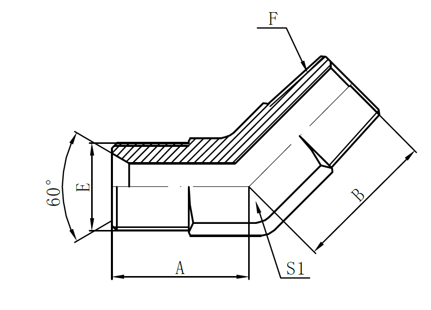 1BT4-  BSP Male 60° Seat × BSPT Male (45°Elbow)
