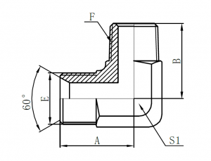 1BT9- BSP Male 60° Seat × BSPT Male (90° Elbow)