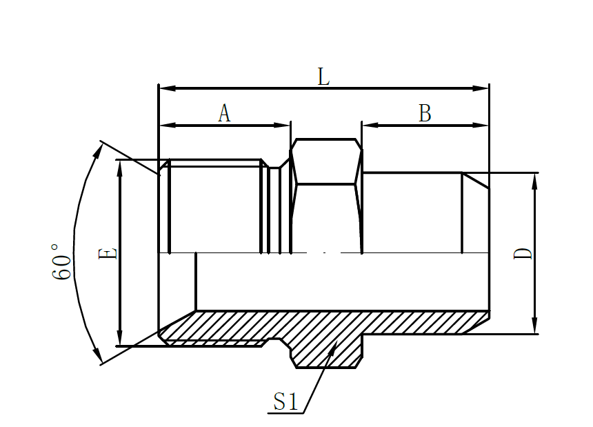1BW- BSP Male Double for 60° Seat Bonded Seal × Butt-Weld Tube