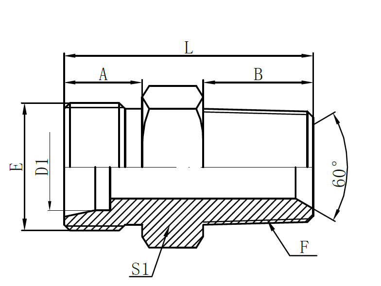 1DT-Metric Male 24° H.T. ×BSPT Male 60°