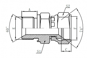 2BJ-WD- BSP Male Captive Seal × JIC Female 74° Seat