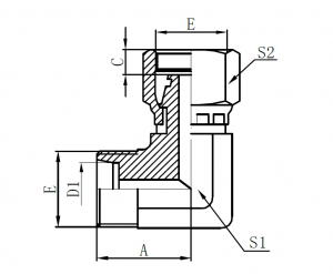 2D9- 90°Metric Female 24° * Metric Male 24° H.T. (90°elbow)