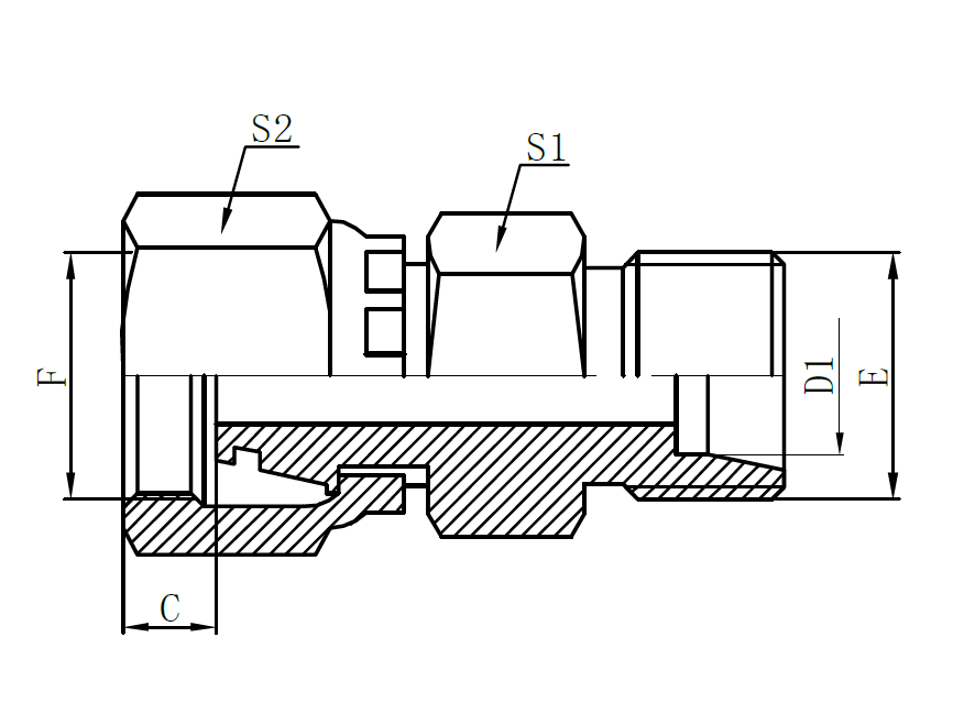 2C-Metric Female 24° * Metric Male 24° L.T.