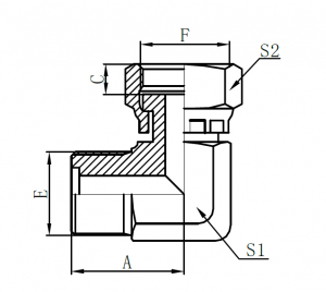 2E9- Metric male O-ring * Metric Female O-ring (90° elbow)