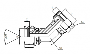 3B4- BSP Female 60° Cone Seal (45° Elbow)