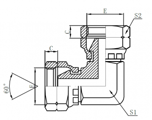 3B9- BSP Female 60° Cone Seal (90° Elbow)