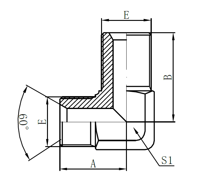 6B9- 90° Elbow BSP Male 60° Seat Bulkhead