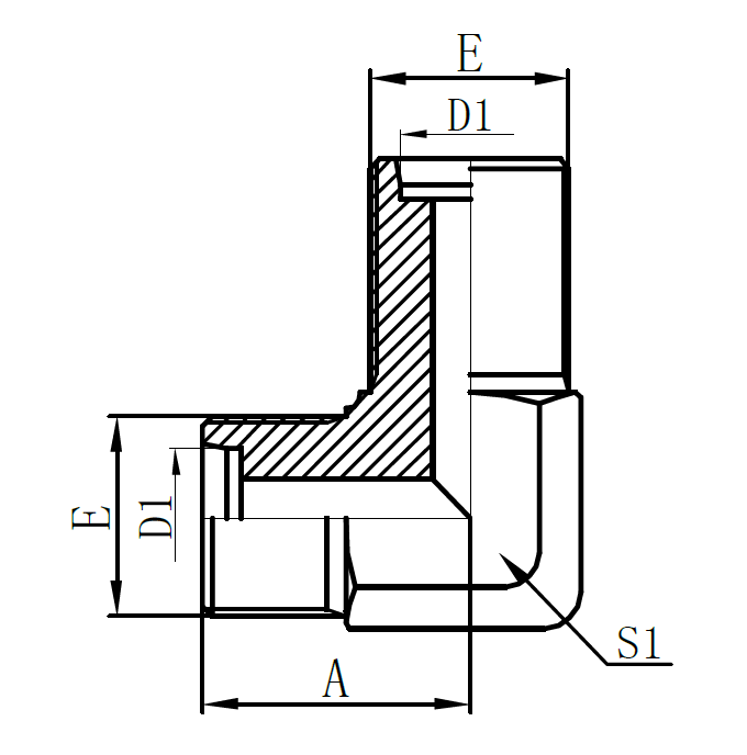 6D9-90° Metric Male 24° H.T. Bulkhead (90° Elbow)