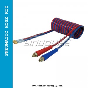 Air Brake coil Hose Assembly kit 15 FT Air Lines Red Blue Hoses for Semi Truck Tractor Trailer,1/2″ NPT DOT Fittings (15′ Length x 12″ )