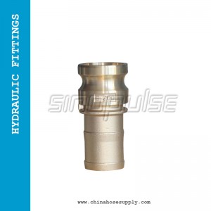 Brass Camlock Coupling Type E male camlock on one end and a male hose tail