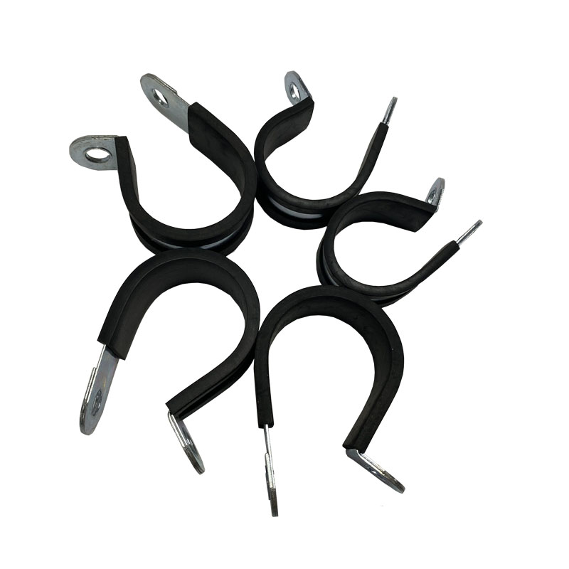 Fixing clamps with rubber