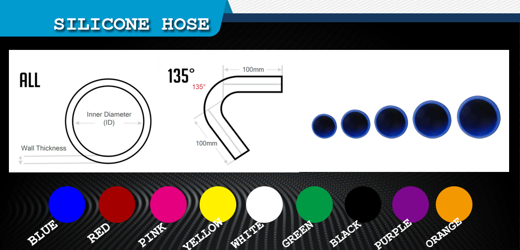 SILICONE HOSE 135 degress elbow -COLOR