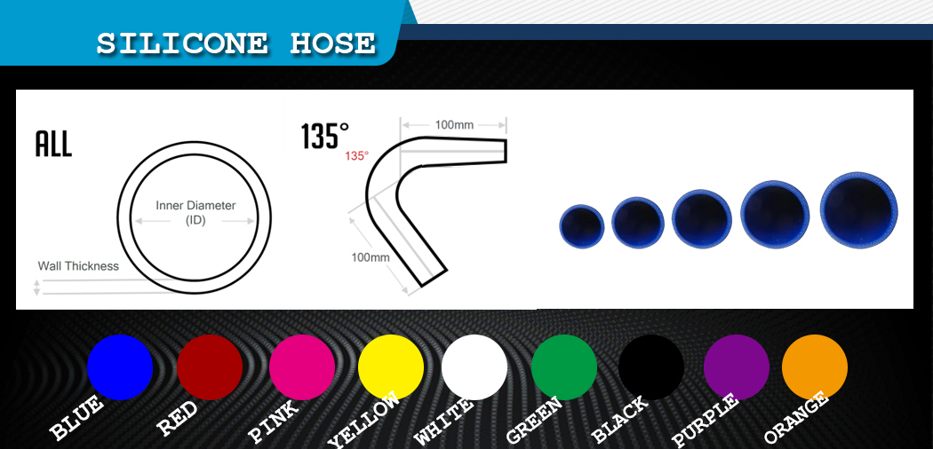 SILICONE HOSE 135 degress elbow reducer -COLOR